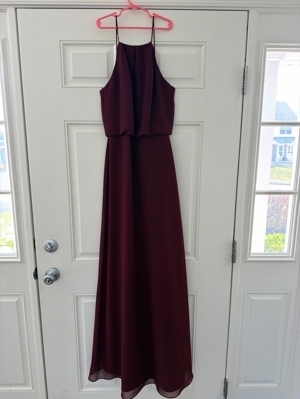 SORELLA VITA Burgundy Halter Blouson Maxi Dress